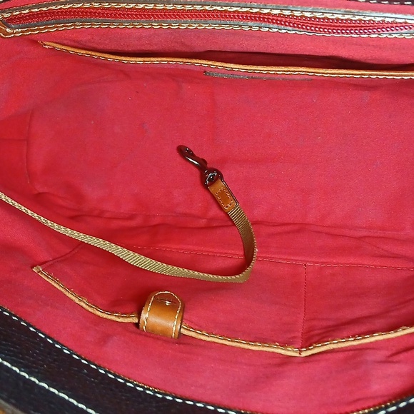 Dooney & Bourke Lexington Leather Shoulder Tote – Black with Brown Stitching - Picture 5 of 14